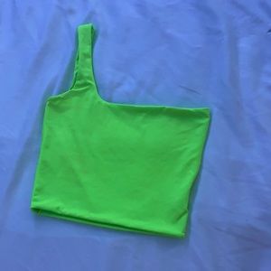 Neon green one shoulder crop top